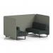 Brixworth 4 Seater Bench Booth With Black Legs In Rivet Fabric - Vitreous Panels And Charcoal Sofa SF003819