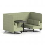 Brixworth 4 Seater Bench Booth With Black Legs And Black Table With Black Leg In Rivet Fabric - Burnish Panels And Sofa SF003844