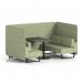 Brixworth 4 Seater Bench Booth With Black Legs And Black Table With Black Leg In Rivet Fabric - Burnish Panels And Sofa SF003844
