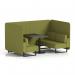 Brixworth 4 Seater Bench Booth With Black Legs And Black Table With Black Leg In Rivet Fabric - Olive Panels And Sofa SF003847