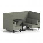 Brixworth 4 Seater Bench Booth With Black Legs And Black Table With Black Leg In Rivet Fabric - Vitreous Panels And Sofa SF003849