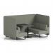 Brixworth 4 Seater Bench Booth With Black Legs And Black Table With Black Leg In Rivet Fabric - Vitreous Panels And Sofa SF003849