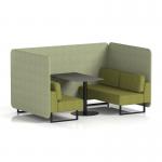 Brixworth 4 Seater Bench Booth With Black Legs And Black Table With Black Leg In Rivet Fabric - Burnish Panels And Olive Sofa SF003874