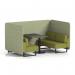 Brixworth 4 Seater Bench Booth With Black Legs And Black Table With Black Leg In Rivet Fabric - Burnish Panels And Olive Sofa SF003874