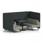 Brixworth 4 Seater Bench Booth With Black Legs And Black Table With Black Leg In Rivet Fabric - Charcoal Panels And Vitreous Sofa SF003875