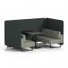 Brixworth 4 Seater Bench Booth With Black Legs And Black Table With Black Leg In Rivet Fabric - Charcoal Panels And Vitreous Sofa SF003875