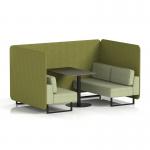 Brixworth 4 Seater Bench Booth With Black Legs And Black Table With Black Leg In Rivet Fabric - Olive Panels And Burnish Sofa SF003877