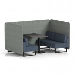 Brixworth 4 Seater Bench Booth With Black Legs And Black Table With Black Leg In Rivet Fabric - Prime Panels And Crucible Sofa SF003878