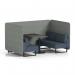 Brixworth 4 Seater Bench Booth With Black Legs And Black Table With Black Leg In Rivet Fabric - Prime Panels And Crucible Sofa SF003878