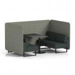 Brixworth 4 Seater Bench Booth With Black Legs And Black Table With Black Leg In Rivet Fabric - Vitreous Panels And Charcoal Sofa SF003879