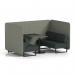 Brixworth 4 Seater Bench Booth With Black Legs And Black Table With Black Leg In Rivet Fabric - Vitreous Panels And Charcoal Sofa SF003879