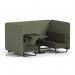 Brixworth 4 Seater Bench Booth With Black Legs And Black Table With Black Leg In Main Line Flax Fabric - Monument Panels And Temple Sofa SF003887