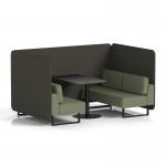 Brixworth 4 Seater Bench Booth With Black Legs And Black Table With Black Leg In Main Line Flax Fabric - Temple Panels And Monument Sofa SF003889