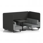 Brixworth 4 Seater Bench Booth With Black Legs And Black Table With Black Leg In Synergy Fabric - Mix Panels And Partner Sofa SF003894
