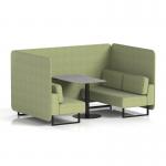 Brixworth 4 Seater Bench Booth With Black Legs And Grey Table With Black Leg In Rivet Fabric - Burnish Panels And Sofa SF003904