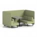 Brixworth 4 Seater Bench Booth With Black Legs And Grey Table With Black Leg In Rivet Fabric - Burnish Panels And Sofa SF003904