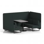 Brixworth 4 Seater Bench Booth With Black Legs And Grey Table With Black Leg In Rivet Fabric - Charcoal Panels And Sofa SF003905