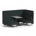 Brixworth 4 Seater Bench Booth With Black Legs And Grey Table With Black Leg In Rivet Fabric - Charcoal Panels And Sofa SF003905