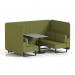 Brixworth 4 Seater Bench Booth With Black Legs And Grey Table With Black Leg In Rivet Fabric - Olive Panels And Sofa SF003907