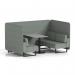 Brixworth 4 Seater Bench Booth With Black Legs And Grey Table With Black Leg In Rivet Fabric - Prime Panels And Sofa SF003908