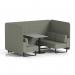 Brixworth 4 Seater Bench Booth With Black Legs And Grey Table With Black Leg In Rivet Fabric - Vitreous Panels And Sofa SF003909