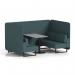 Brixworth 4 Seater Bench Booth With Black Legs And Grey Table With Black Leg In X2 Fabric - Polygon Panels And Sofa SF003914