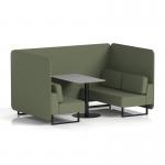 Brixworth 4 Seater Bench Booth With Black Legs And Grey Table With Black Leg In Main Line Flax Fabric - Monument Panels And Sofa SF003917