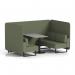 Brixworth 4 Seater Bench Booth With Black Legs And Grey Table With Black Leg In Main Line Flax Fabric - Monument Panels And Sofa SF003917