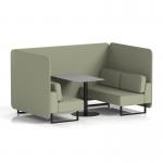 Brixworth 4 Seater Bench Booth With Black Legs And Grey Table With Black Leg In Main Line Flax Fabric - Newbury Panels And Sofa SF003918