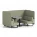 Brixworth 4 Seater Bench Booth With Black Legs And Grey Table With Black Leg In Main Line Flax Fabric - Newbury Panels And Sofa SF003918