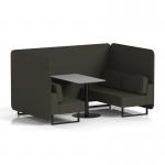 Brixworth 4 Seater Bench Booth With Black Legs And Grey Table With Black Leg In Main Line Flax Fabric - Temple Panels And Sofa SF003919