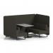 Brixworth 4 Seater Bench Booth With Black Legs And Grey Table With Black Leg In Main Line Flax Fabric - Temple Panels And Sofa SF003919