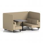 Brixworth 4 Seater Bench Booth With Black Legs And Grey Table With Black Leg In Main Line Flax Fabric - Upminster Panels And Sofa SF003920
