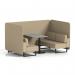 Brixworth 4 Seater Bench Booth With Black Legs And Grey Table With Black Leg In Main Line Flax Fabric - Upminster Panels And Sofa SF003920