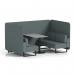 Brixworth 4 Seater Bench Booth With Black Legs And Grey Table With Black Leg In Main Line Flax Fabric - Westminster Panels And Sofa SF003921