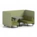 Brixworth 4 Seater Bench Booth With Black Legs And Grey Table With Black Leg In Rivet Fabric - Burnish Panels And Olive Sofa SF003934
