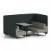 Brixworth 4 Seater Bench Booth With Black Legs And Grey Table With Black Leg In Rivet Fabric - Charcoal Panels And Vitreous Sofa SF003935