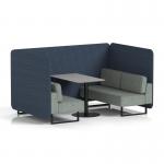 Brixworth 4 Seater Bench Booth With Black Legs And Grey Table With Black Leg In Rivet Fabric - Crucible Panels And Prime Sofa SF003936
