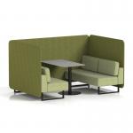 Brixworth 4 Seater Bench Booth With Black Legs And Grey Table With Black Leg In Rivet Fabric - Olive Panels And Burnish Sofa SF003937