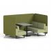 Brixworth 4 Seater Bench Booth With Black Legs And Grey Table With Black Leg In Rivet Fabric - Olive Panels And Burnish Sofa SF003937