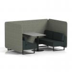 Brixworth 4 Seater Bench Booth With Black Legs And Grey Table With Black Leg In Rivet Fabric - Prime Panels And Crucible Sofa SF003938