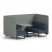 Brixworth 4 Seater Bench Booth With Black Legs And Grey Table With Black Leg In Rivet Fabric - Vitreous Panels And Charcoal Sofa SF003939