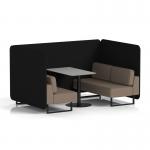 Brixworth 4 Seater Bench Booth With Black Legs And Grey Table With Black Leg In X2 Fabric - Diameter Panels And Theory Sofa SF003942