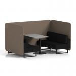 Brixworth 4 Seater Bench Booth With Black Legs And Grey Table With Black Leg In X2 Fabric - Theory Panels And Diameter Sofa SF003945
