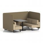 Brixworth 4 Seater Bench Booth With Black Legs And Grey Table With Black Leg In Main Line Flax Fabric - Bank Panels And Upminster Sofa SF003946