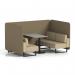 Brixworth 4 Seater Bench Booth With Black Legs And Grey Table With Black Leg In Main Line Flax Fabric - Bank Panels And Upminster Sofa SF003946
