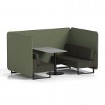 Brixworth 4 Seater Bench Booth With Black Legs And Grey Table With Black Leg In Main Line Flax Fabric - Monument Panels And Temple Sofa SF003947