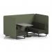 Brixworth 4 Seater Bench Booth With Black Legs And Grey Table With Black Leg In Main Line Flax Fabric - Monument Panels And Temple Sofa SF003947