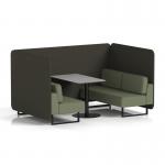 Brixworth 4 Seater Bench Booth With Black Legs And Grey Table With Black Leg In Main Line Flax Fabric - Temple Panels And Monument Sofa SF003949