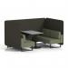 Brixworth 4 Seater Bench Booth With Black Legs And Grey Table With Black Leg In Main Line Flax Fabric - Temple Panels And Monument Sofa SF003949